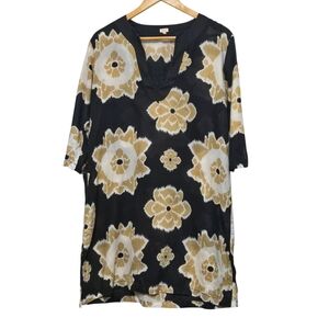 Echo Floral Black and Gold Swimwear Cover-up Women's  Medium